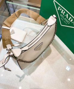 Prada Tesuto Saffiano Chain Strap Hobo Bag