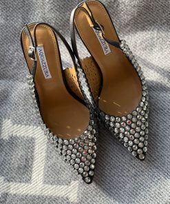 Replica Tequila equila 105 Crystal-Embellished Leather Slingback Pumps
