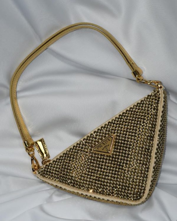 Prada Triangle satin mini-Master quality handbag  with crystals