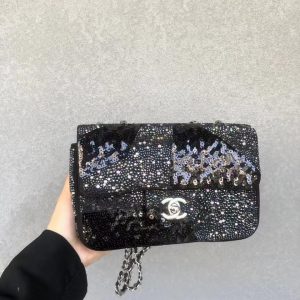 price and purchase Limited Edition Chanel Mini Flap bag shoulder bag in micro silver sequins, SHW