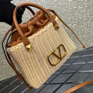price and purchase VLogo Signature wicker tote bag