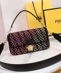 FENDI X VERSACE FENDACE GRADIENT CRYSTAL BAGUETTE Replica handbag
